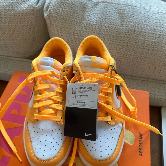 Nike Dunk Low Orange and White Sneakers - Picture 5 of 5